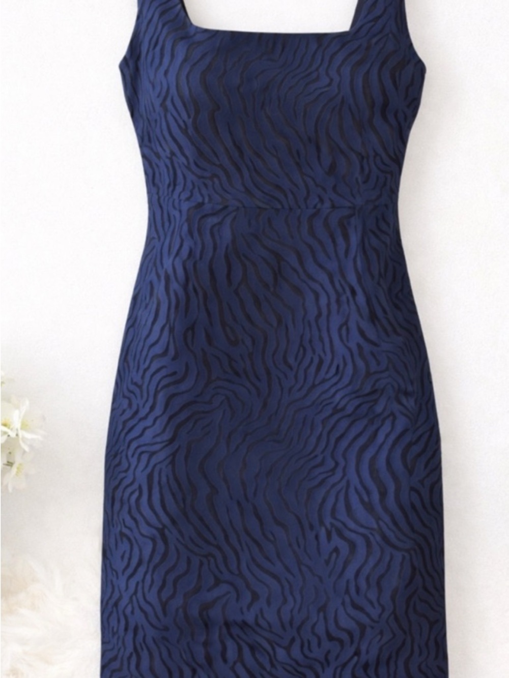 Banana Republic Navy and Black Textured Zebra Midi Dress